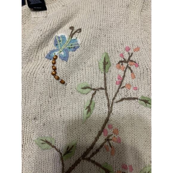 Crazy Horse-Liz Claiborne Silk Wool Embroidered Cardigan-Sz XL-Grandma-Retro - Picture 8 of 9